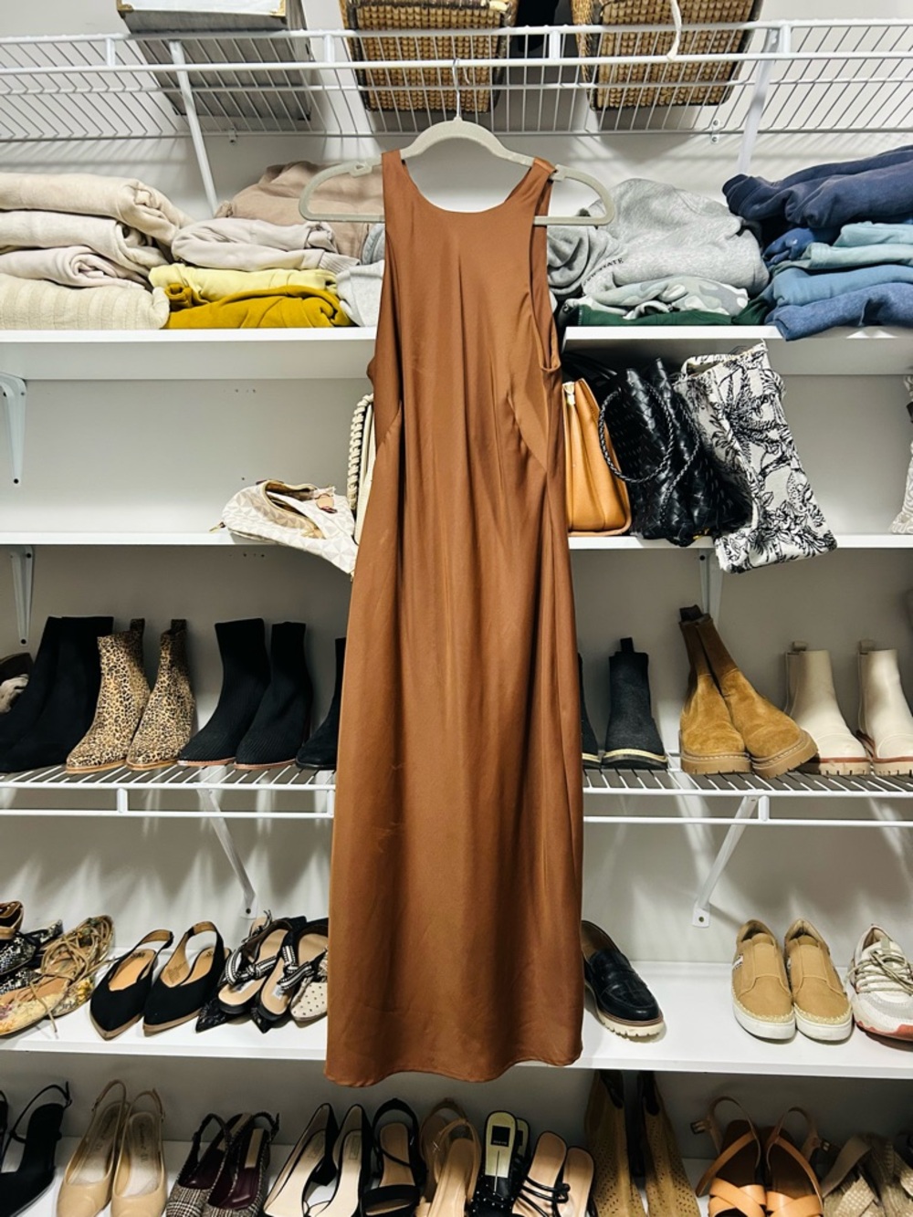 A New Day Midi Slip Dress in Burnt Orange